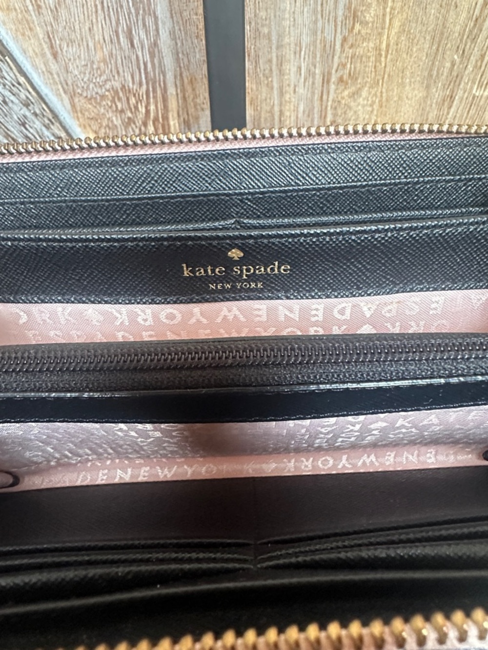 kate spade Pink and Black Plaid Zip Wallet - Picture 8 of 11